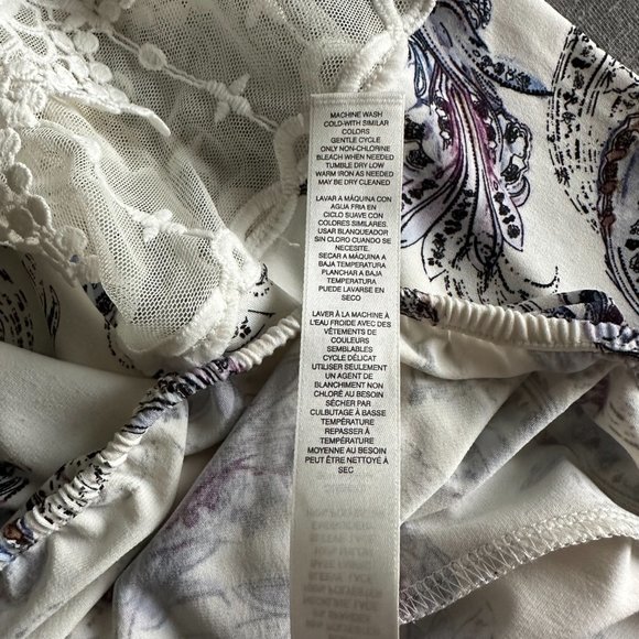 WHBM Long-Sleeve Lace-Up Floral Print Top in Abstract Paisley - Picture 6 of 6